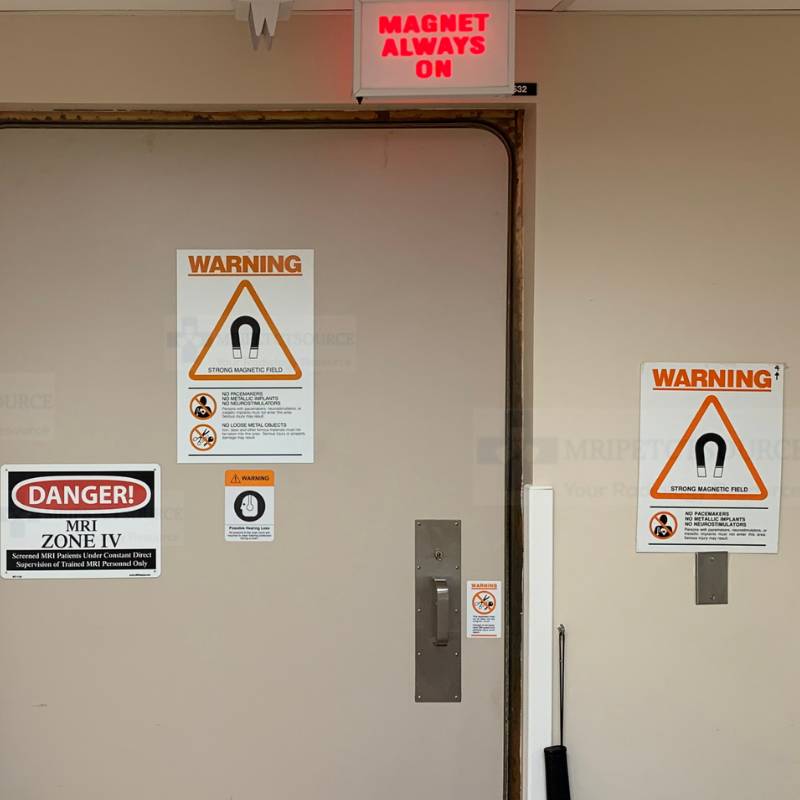 magnetic resonance imaging scan room warning sign