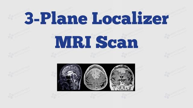 3 plane localizer MRI scan coronal axial sagittal