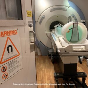 Mobile MRI Scan Room with Warning Sign