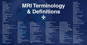 MRI terminology and definitions, MRI terms, 3D Multi Slab 90° Pulse Acceleration Factor (R-factor) Acquisition Matrix Acquisition Window Active Shimming Aliasing (Wrap-around) Amplitude Encoding Angiography (MRA) Anisotropy Anterior/Posterior (A/P) Artifact Array Coil Asymmetric Echo Asymmetric Field of View (AFOV) Auto Prescan Available Imaging Time (AIT) Average Flow Average Velocity Averaging Ax in MRI Bandwidth Bandwidth per Pixel B0 B1 Baseline Correction Balanced SSFP (TrueFISP, FIESTA, bTFE) Beats per Minute (bpm) Bipolar Flow-Encoding Gradients BOLD (Blood Oxygenation Level Dependent) Breath-hold Technique Cardiac Gating Cardiac Phase Images Center Frequency Chemical Shift Imaging (CSI) Coil Tuning / Matching Cine Compressed Sensing Collapsed Complex Difference Contrast Agent Contrast Resolution Contrast-to-Noise Ratio (CNR) Coronal Cross Talk CSA (Cross Sectional Area), CSF Flow Imaging Decoupling Decubitus Position Diastole DICOM Diffusion Imaging (DWI) Diffusion Tensor Imaging (DTI) Drift Dummy Scans Dynamic Imaging Dynamic-Range Compression Eddy Currents Echo Planar Imaging (EPI) Echo Rephasing Echo Spacing Echo Time (TE) Echo Train Length (ETL) Effective Echo Time Effective TR Effective value End Diastolic / End Systolic Phase Enhanced SNR Mode (vendor-specific) EPI Distortion EPI Factor, Ernst Angle ETL Optimization Euler Angle (in DTI) Even-Echo Rephasing Extended Dynamic Range (EDR) F/W Fast Cardiac Gating (FastCard) Fat/Water Suppression (F/W) FID (Free Induction Decay) Field Inhomogeneity Field of View (FOV, Acquisition FOV) First-Order Phase Correction Flip Angle Flow Analysis Flow Axis Flow Compensation (Flow Comp, GMN) Flow Encoding (VENC) Flow Image Set Flow-Related Enhancement (FRE) Fractional Echo Fractional NEX (Partial Averages) Frequency (Readout Direction) Frequency Selective Saturation (Fat Sat Pulse) Gating,
